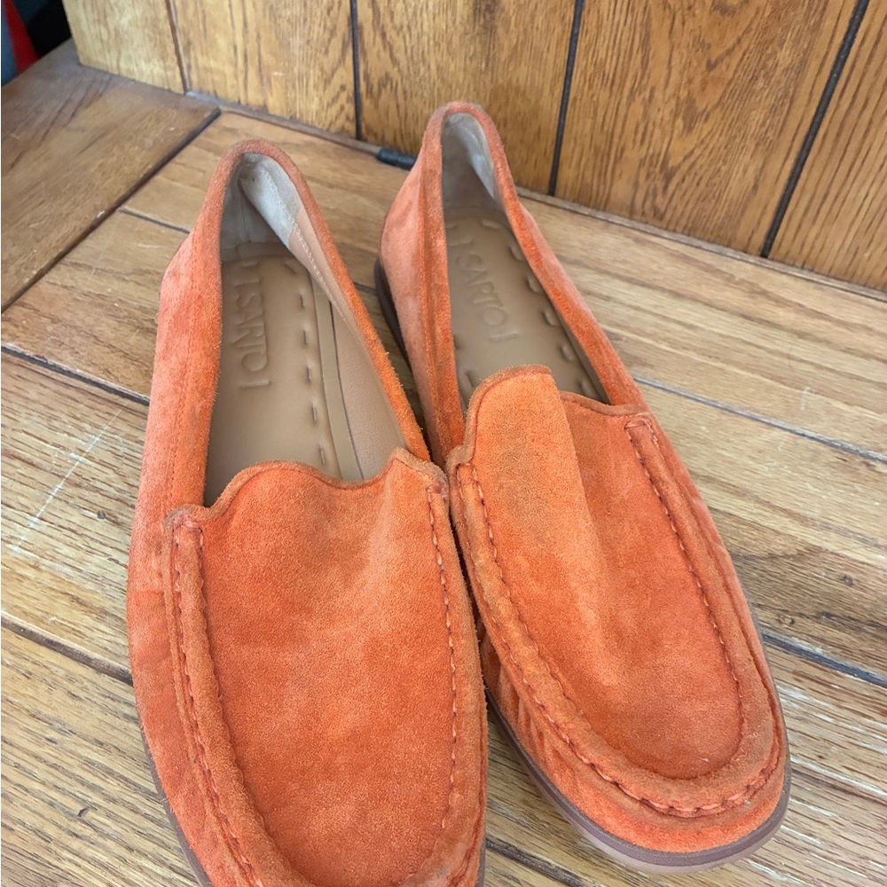 Franco Sarto Orange Suede Loafers NWOT